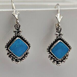 Turquoise Earrings - Sterling Turquoise Dangle Earrings - OTO Earrings
